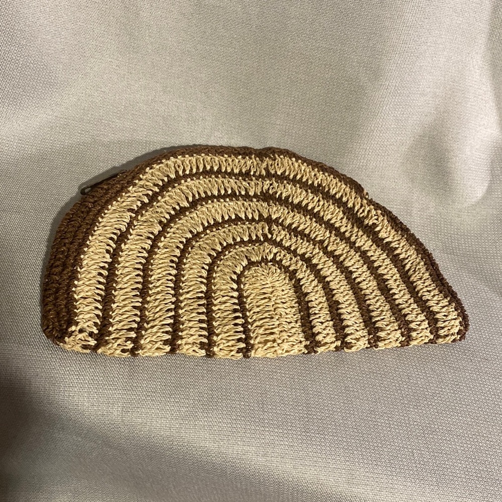 Vintage Marcus Brothers Woven Raffia Zippered Make Up Pouch